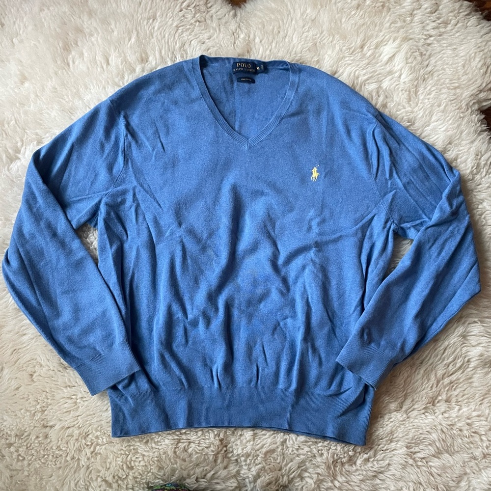 Polo by Ralph Lauren Men's V-Neck Sweater - Blue